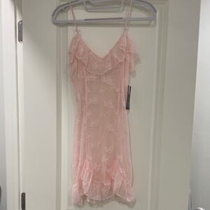 Wild Fable Blush Lace Ruffle Dress